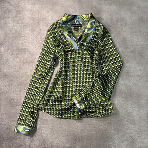 Vintage Retro Leslie Stuart Vibrant Long Sleeve Blouse